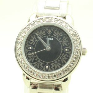 RARE Timex Diamond and Black Face  With Design Women's Watch T2N1336K